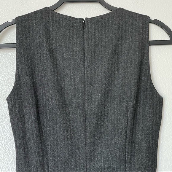 Zara Basic Sleeveless Faux Leather Peplum Herringbone Gray Career Dress Size XS - Picture 7 of 11